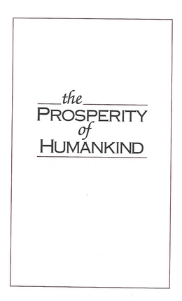 The Prosperity of Humankind
