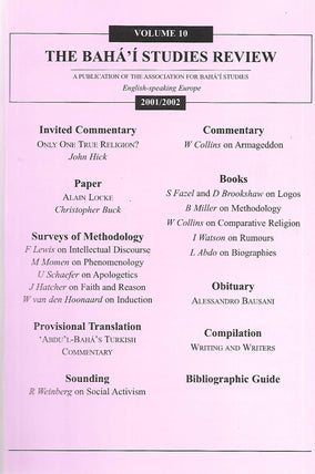 Bahá’í Studies Review, Vol. 10 (2001/2002)
