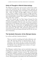 Advancing the Oneness of Humanity: The Olympic Games