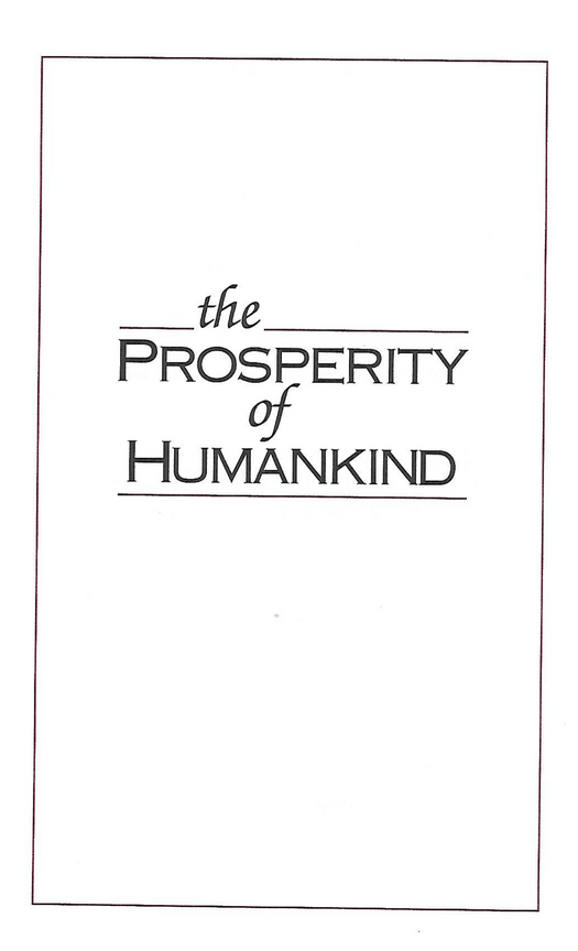 The Prosperity of Humankind