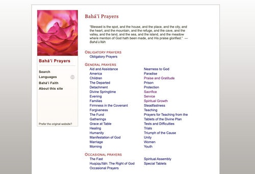 Bahá’í Prayers (online)
