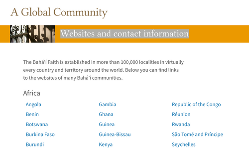 National Bahá’í Community Websites